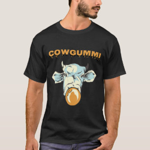 Kuh-Motiv mit Kaugummi im Retro-Design-Bauer T-Shirt