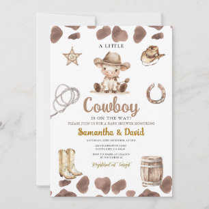 Kuh-Muster Cowboy ist auf dem Weg Baby Shower Einladung