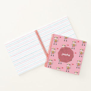 Kuh Muster Kind rosa Handschrift Praxis Notizbuch