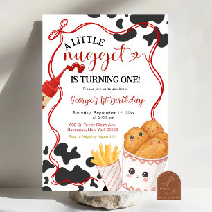Kuh-Muster-Nugget-Fast-Food-Erster-Geburtstag Einladung