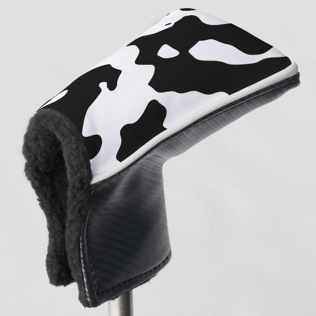 Kuh-Muster Schwarzweiss Golf Headcover (3/4 Vorderseite)