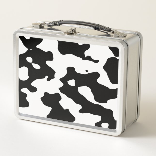 Kuh-Muster Schwarzweiss Metall Lunch Box (Vorderseite)