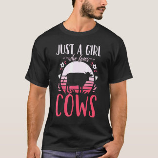 Kuh Nur Ein Mädchen Das Kühe Liebt Retro 1 T-Shirt