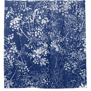 Kuh Parsley Cyanotype Stil Duschvorhang