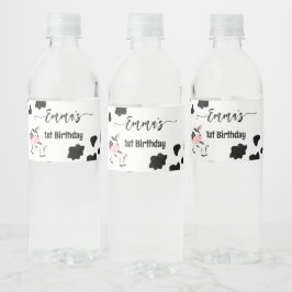 Kuh-Party-Geschirr Kuhmuster personalisiert Wasserflaschenetikett