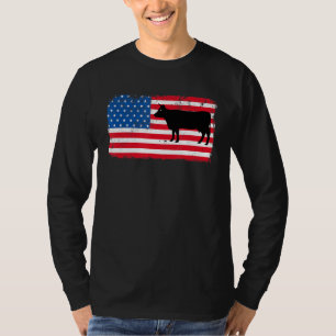 Kuh Patriotic USA Flag Farm Animal Dairy 4 Juli T-Shirt