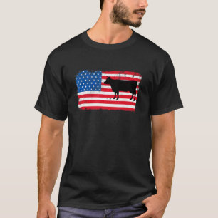 Kuh Patriotic USA Flaggen Tiermehl 4. Juli T-Shirt