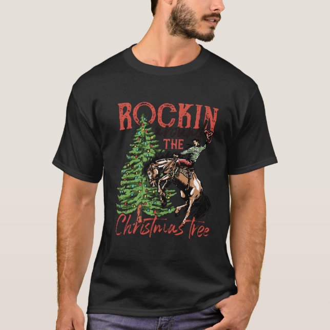 Kuh Pferden Rocken rund um den Western Baum T-Shirt (Vorderseite)