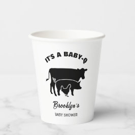 Kuh Pig Hühnchen BabyQ GRILLEN Baby Dusche Schwarz Pappbecher