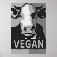 Kuh Pop Art Poster in Schwarz und Weiß - Vegan