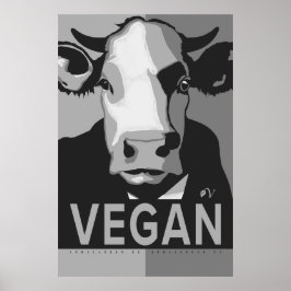 Kuh Pop Art Poster in Schwarz und Weiß - Vegan