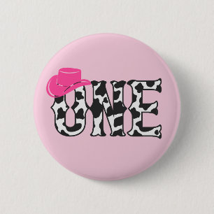 Kuh Print Cowgirl Hat ONE 1. Geburtstag Party Button