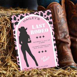 Kuh Print Cowgirl Hochzeitrosa Junggeselinnen-Absc Einladung