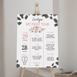Kuh Print First Birthday Meilenstein-Zeichen Poster