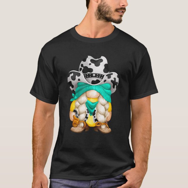 Kuh Print Gnome mit Rodeo Western hat die beste Co T-Shirt (Vorderseite)