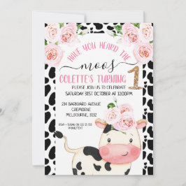 Kuh Print haben Sie die Moos 1. Geburtstag gehört. Einladung