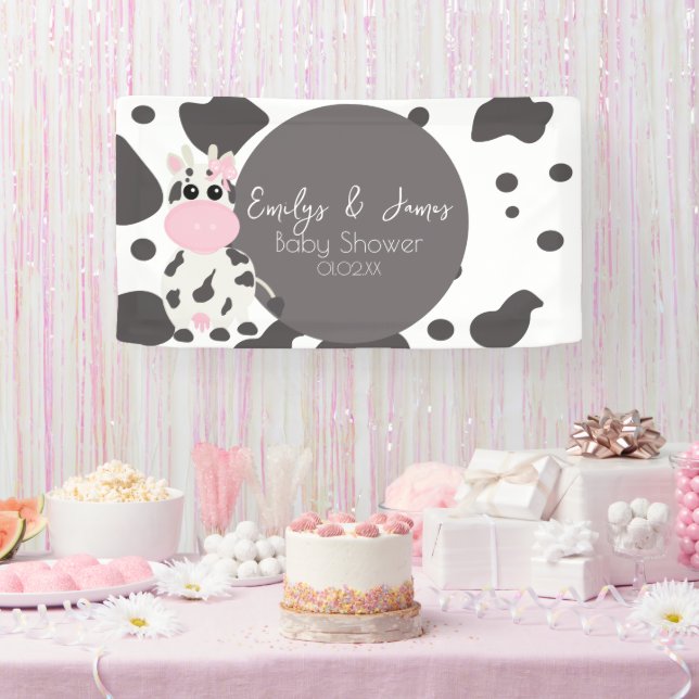 Kuh Print Pattern Baby Dusche Banner (Party)
