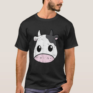Kuh Print Skin Muster Kawaii Gesicht Süße Tier Lov T-Shirt