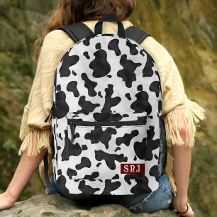 Kuh Print Western Animal Spots Muster Mit Monogram Bedruckter Rucksack