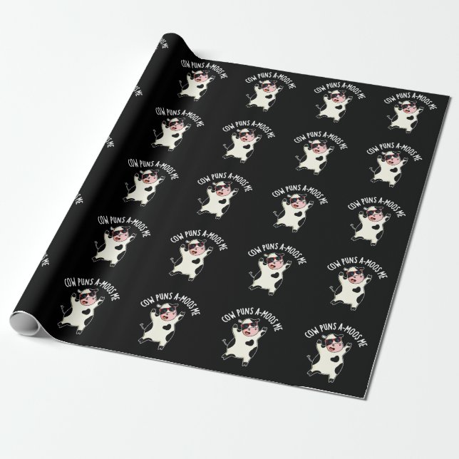 Kuh Puns Amoos Me Funny Animal Pub Dark BG Geschenkpapier (Ungerollt)