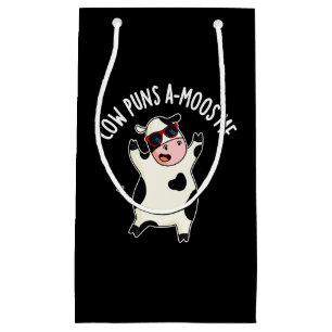 Kuh Puns Amoos Me Funny Animal Pub Dark BG Kleine Geschenktüte