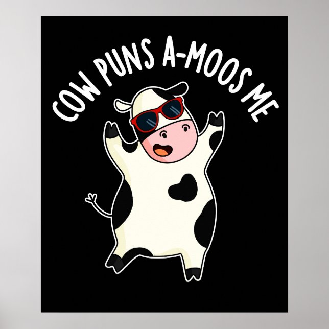 Kuh Puns Amoos Me Funny Animal Pub Dark BG Poster (Vorne)