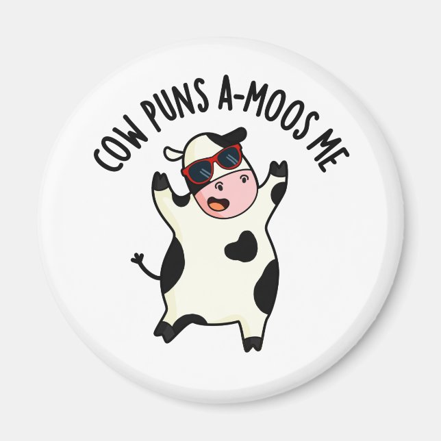Kuh Puns Amoos Me Funny Cow Puff Magnet (Vorne)