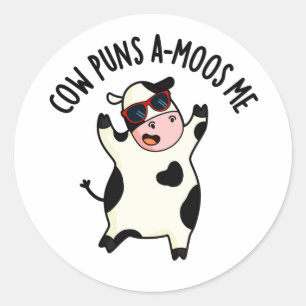 Kuh Puns Amoos Me Funny Cow Puff Runder Aufkleber