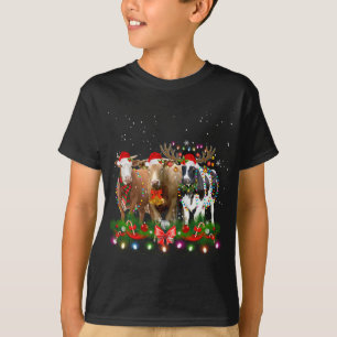 Kuh Reindeer Hat Santa Christmas Light Funny Kuh C T-Shirt
