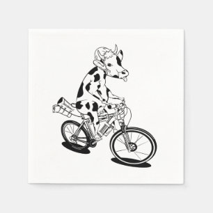 Kuh reiten mit dem Mountainbike Serviette