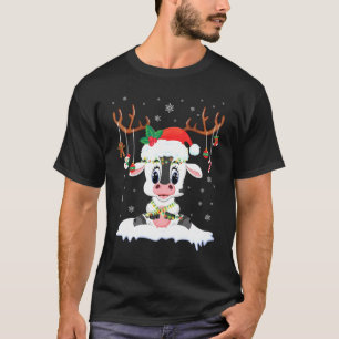 Kuh-Rentier-Santa-Noel-Kostüm Tanzend Auf Schnee M T-Shirt