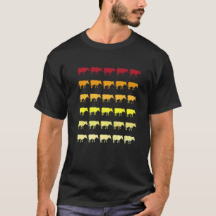 Kuh Retro-Tiermuster T-Shirt