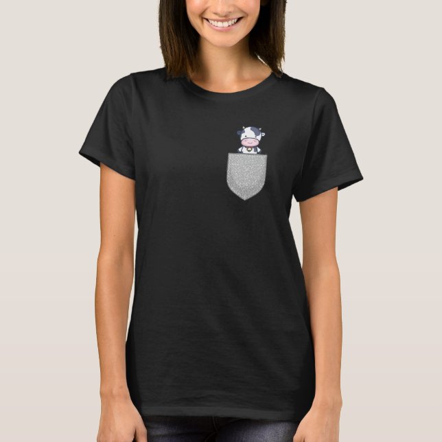Kuh Rind Brusttasche T-Shirt (Vorderseite)