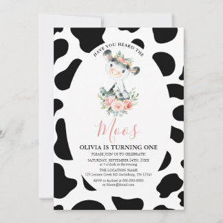Kuh Rosa Blüte haben Sie gehört Moos Geburtstag. Einladung