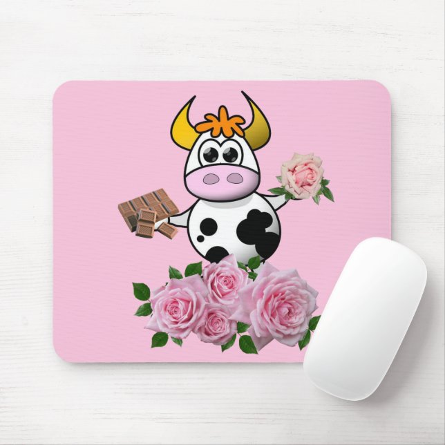 Kuh Rosa Rose Blumenmousse Pad! Mousepad (Mit Mouse)