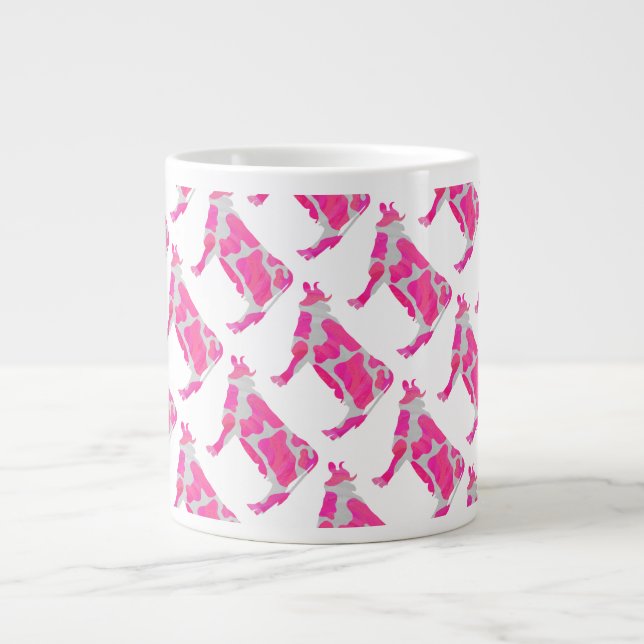 Kuh-rosa und weiße Silhouette Jumbo-Tasse (Vorderseite)