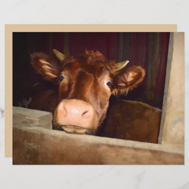 Kuh Rustic Brown Country Barn Funny Funny Farm (Vorne/Hinten)