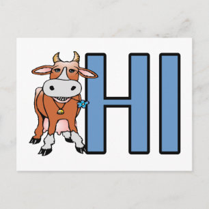 Kuh sagt Hi Postkarte