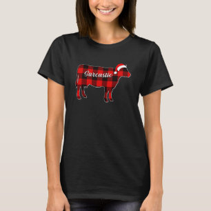 Kuh Sarkastischer Pyjama Rot Kariert Kuh Weihnacht T-Shirt