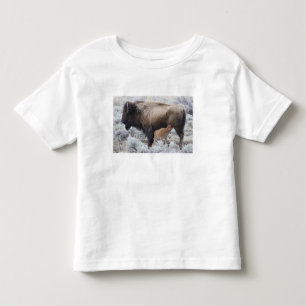 Kuh säugt Bisonkalb, Yellowstone Kleinkind T-shirt
