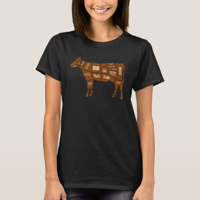 Kuh schneidet Rinderrippensteak Meat Tee (Vorderseite)