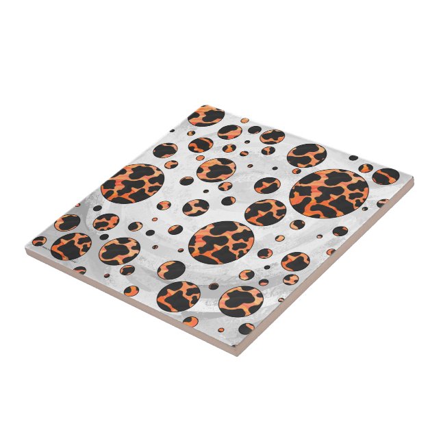Kuh Schwarz und Orange Polka Dot Print Fliese (Seite)