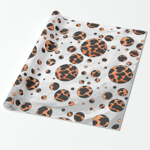 Kuh Schwarz und Orange Polka Dot Print Geschenkpapier