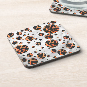 Kuh Schwarz und Orange Polka Dot Print Getränkeuntersetzer
