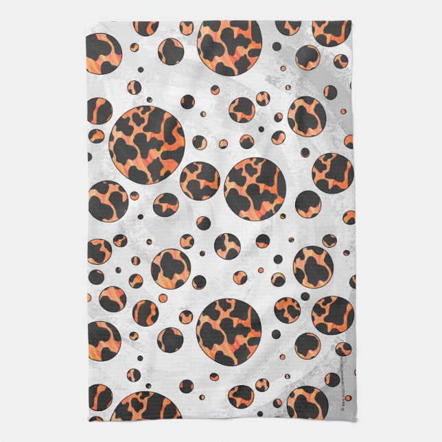 Kuh Schwarz und Orange Polka Dot Print Handtuch (Vertikal)