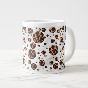 Kuh Schwarz und Orange Polka Dot Print Jumbo-Tasse