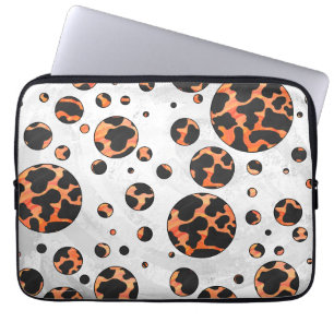 Kuh Schwarz und Orange Polka Dot Print Laptopschutzhülle