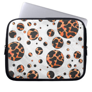 Kuh Schwarz und Orange Polka Dot Print Laptopschutzhülle