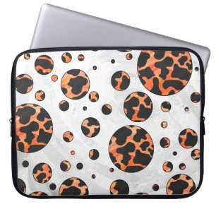 Kuh Schwarz und Orange Polka Dot Print Laptopschutzhülle