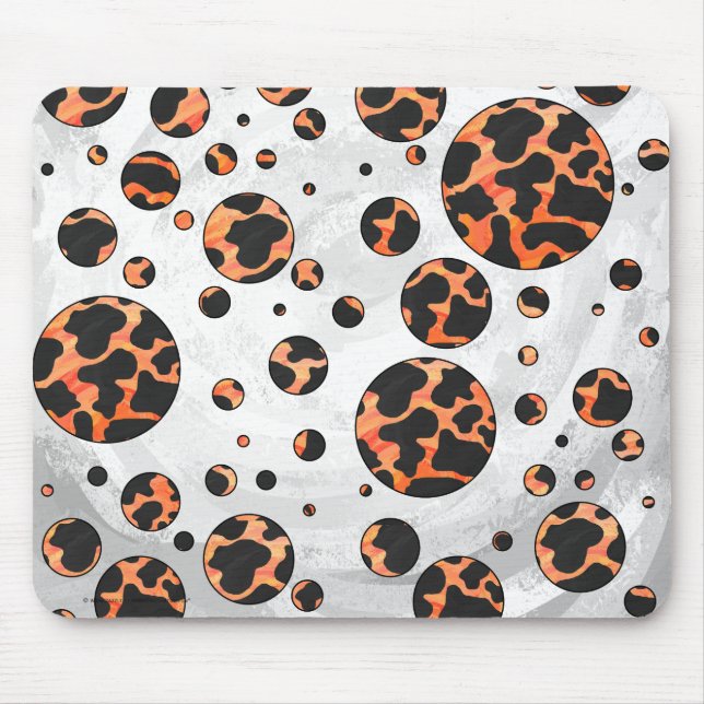 Kuh Schwarz und Orange Polka Dot Print Mousepad (Vorne)